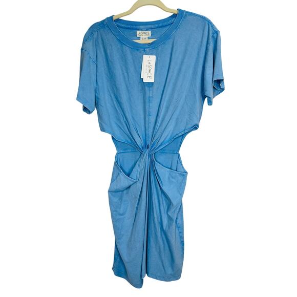 L*Space Lost Winds Mini Tee Shirt Dress Side Cut-Out – Blue – Size Large – NWT - Picture 3 of 8